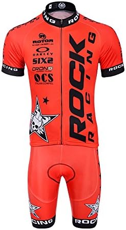 Cycling Jersey Set Bike Bicycle Shirts Top with Bib Shorts Set Breathable Quick Dry L