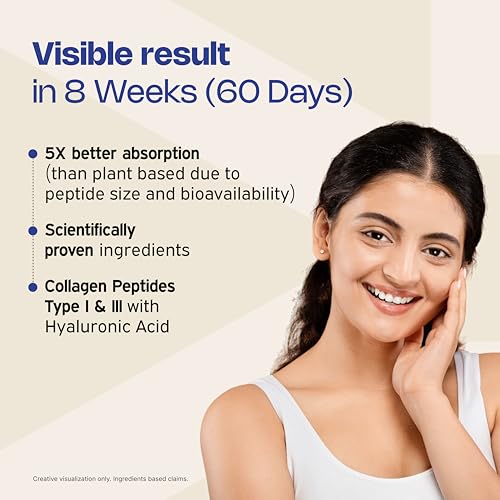 Image of Nutriburst Korean Marine Collagen Powder | Marine Collagen Peptides (Type I & III) with Hyaluronic Acid | 8g High Absorption Collagen per Serving | Pineapple Flavour | For Skin, Hair, Nails & Joint Support | For Men and Women | 100g
