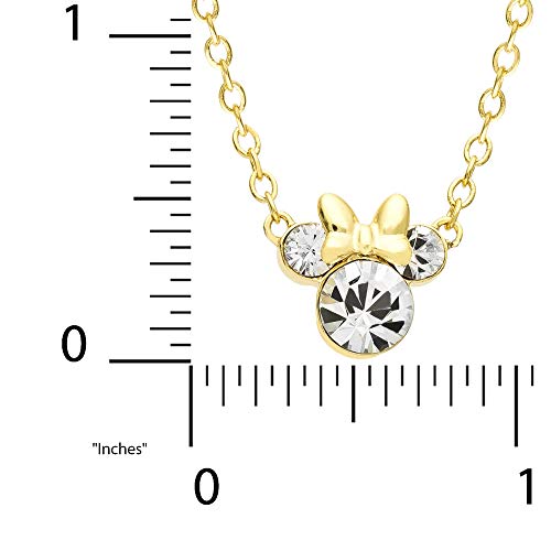 Disney Minnie Mouse Birthstone Jewelry, April Birth Month Pendant Necklace, Yellow Gold Plated, Clear Crystal #TOP5