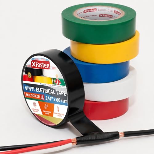 Ruban adhésif électrique en vinyle XFasten multicolore en lot de 6 rouleaux isolants