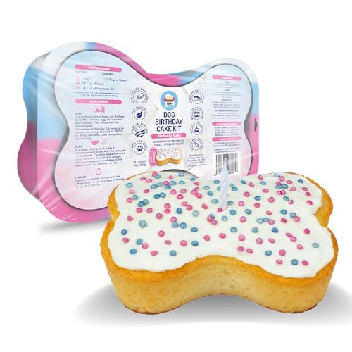 Puppy Cake Dog Birthday Cake Kit Complete Cake and Icing Mix Candle and Silicone Pan - Birthday Cake Flavor w/Sprinkles Bake or Microwave Perfect for Celebrating Your Dogs Day Made in USA