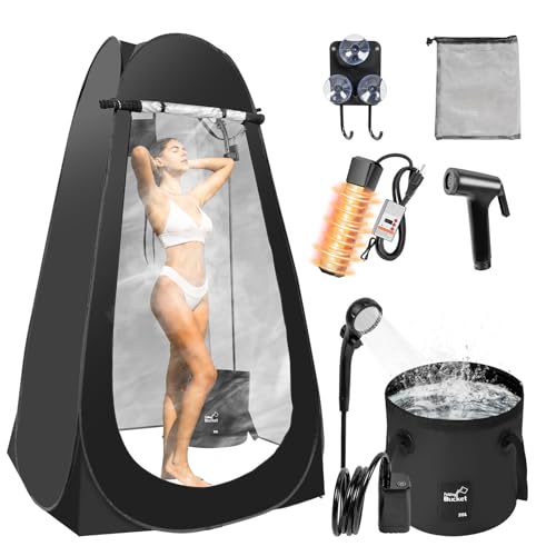 Portable Hot Shower Tent for Camping,Pop Up Privacy Tent with Rechargeable Camping Shower with Water...