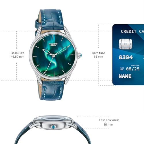 Image of Sonata Poze 8 Quartz Analog Northern Lights Inspired Watch for Unisex with Blue Luminous Dial & Blue Leather Strap - SP70100SL01W