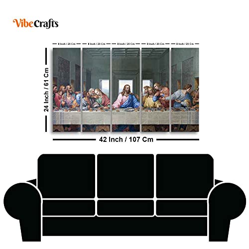 Image of VIBECRAFTS Last supper of Jesus 5 Pieces Canvas Wall Painting For Home|Office|Living Room|Gift (PTVC5Pcs4 8613NN)