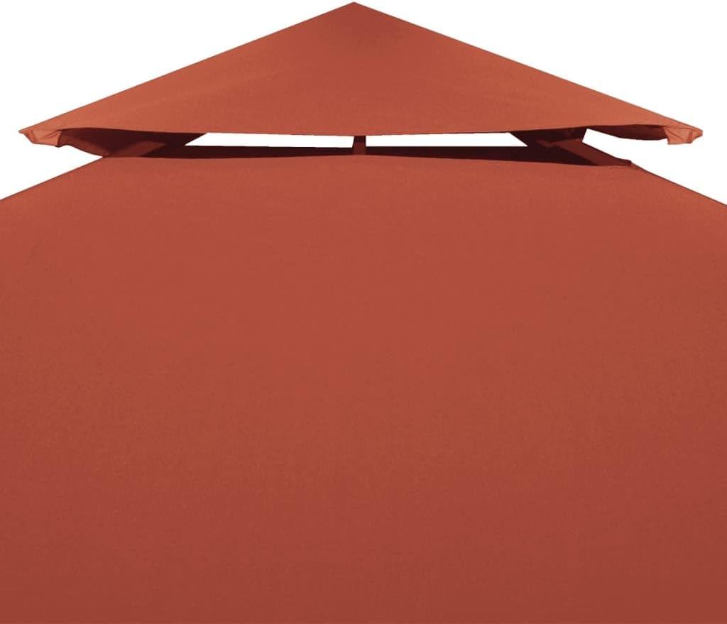 2-Tier Gazebo Top Cover Replacement Canopy 9.8'x9.8' Terracotta 9.1 oz/yd2 Polyester Fabric with PVC Coating Water-Proof Sunshade for Outdoor Protection Reinforced Corners