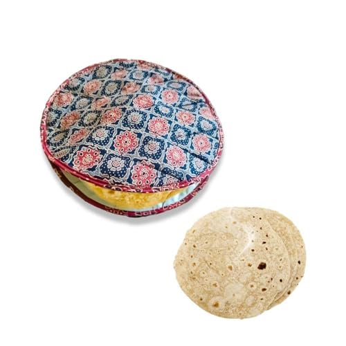 Image of Insulated Roti Cover with Zip - Premium Chapati Cloth Bag for Hot Fresh Roti | Roti Insulation Bag | Chapati Cover Cloth for Casserole | Roti Pouch for Kitchen (Pack of 6)