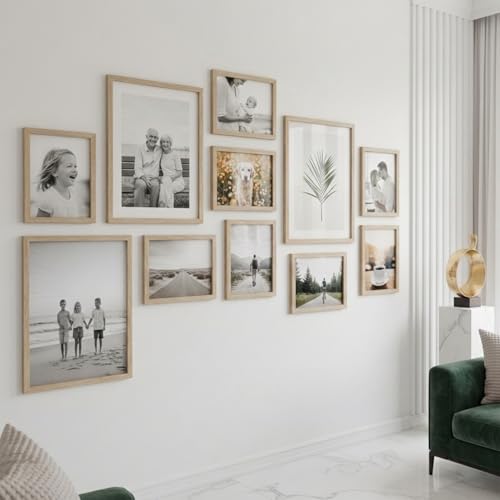 Image of HOTHOUSE Photo Frame For Wall Decor | Collage Picture Frames For Wall Decor | Aesthetic Rectangular Photo Frames For Home Decor Office Livingroom Bedroom | Set of 11 (BROWN, Combo-3)