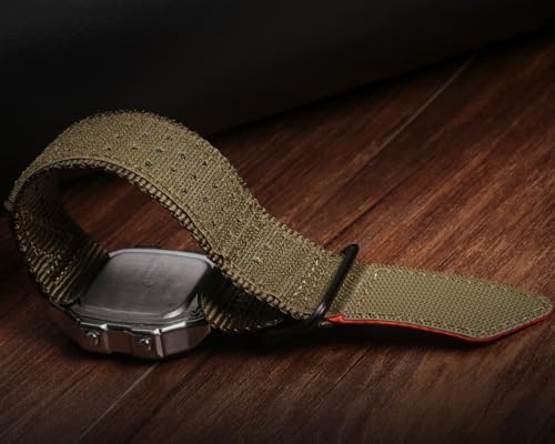 Image of Quick Release Watch Band Strap for Casio F-91W F-94W F-105W F-84W W-735H W-800H SGW-300H SGW-400H A158WA AE-1000W,18mm Leather Hook & Loop Casio strap