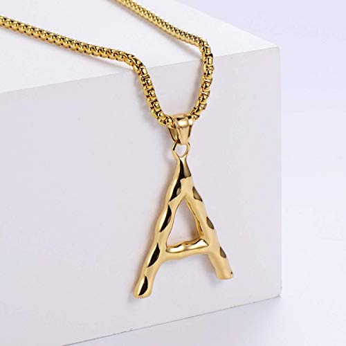 New Women Men Capital Letter Necklace Stainless Steel Gold Large Alphabet AZ Pendant Necklace Valentine? Valentine's Day Jewelry Gift