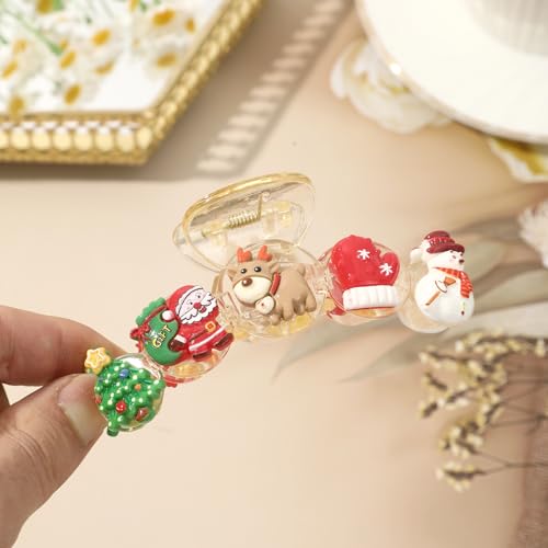 Pinza de cabello navideña de acrílico con diseño festivo miniatura 7