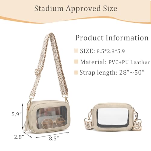 Image of FAIME Clear Bag for Stadium Events, Clear Crossbody Purse for Women, Small Transpartent Bag for Concerts, Sport Events | Stadium Approved
