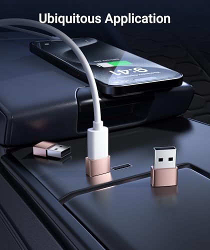 Image of Syntech USB C Female to USB A Male Adapter 3 Pack, Type C Charger Cable Power Adapter Compatible with iPad Air 7, iPhone 17 /16 /15 /14 Pro Max, Apple Watch Series 10 /9, Samsung Galaxy S20 etc, Rose Gold
