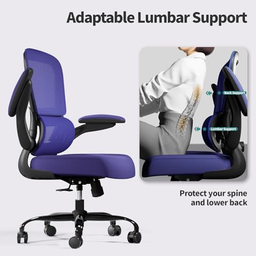 Image of TRALT Office Chair - Ergonomic Desk Chair with Adjustable Lumbar Support, Mesh Computer Chair, Executive Chair for Home Office Comfortable Lumbar Support (1, Violet)