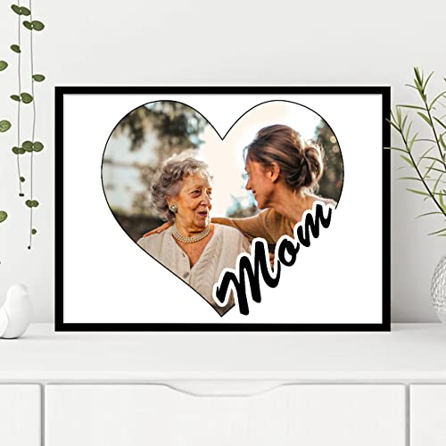 Image of Personalized Heart Shape Best Mom Wall Photo Print Collage with Photo Upload Gift For Brother, Perfect Present, Customized Gift, Birthday Gift, Anniversary Gift (Mom 9.2x12.6 Inches, Black)