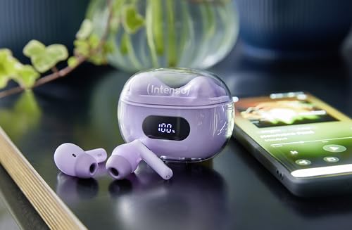 Écouteurs sans fil Intenso Buds Plus T313AE violet avec réduction active du bruit ANC