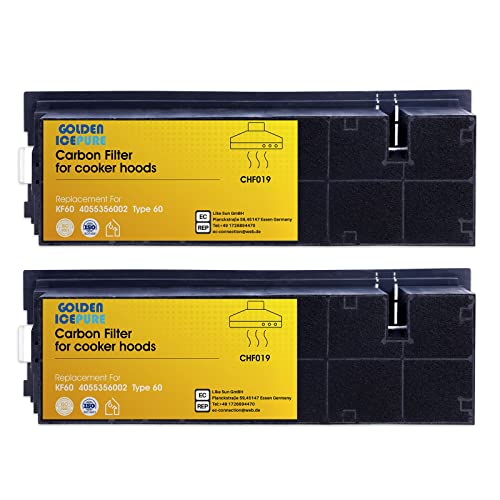 2 x GOLDEN ICEPURE Kohlefilter/Aktivkohlefilter Ersatz für Hauben von KF60 /AEG 4055356002 /Type 60 /Bauknecht 852908301000 Cover