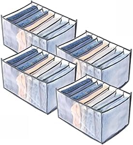 GRILL BUMP Drawer Storage Organizer Wardrobe Clothes 7 Grids Multipurpose Large Capacity Compartment Storage Box Collapsible for T-Shirt, Legging, Skirts, Jeans Plastic