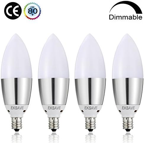 EKSAVE candelabra led E12 Dimmable LED Bulb 8watt 80 Watt Equivalent Light Bulbs Replacement, E12 Candelabra Base LED Bulbs, Lamps for Home(4 Pack) 3000K Warm white