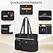 ESTARER Women Teacher Tote Bag 2Pcs, 15.6'' Laptop Work Bag Computer bag with Expandable File Folder, Large Water-Resistant Messenger Shoulder bag w/Insulated Pocket for Office/Travel/College, Black