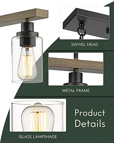 Cargifak 4-Light Kitchen Island Lighting, 36.6 Inch Farmhouse Linear Chandeliers, Pendant Light Fixture With Wood Grain Finish For Dining Room Pool Table, 4806-4P-Bk #TOP2