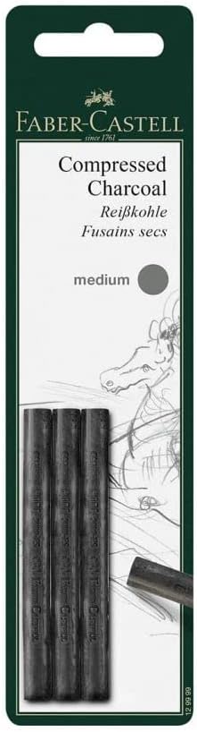 Faber-Castell Pitt Comprimido Carbón Sticks 3pkMedium
