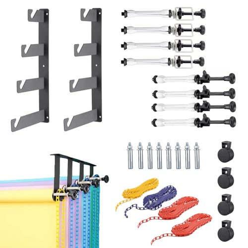 jxgzyy Backdrop Wall Mount 4 Roller Backdrop Holder Manual Photo Background Support System Ceiling Holder Including 2 x Four-Fold Hooks, 4 x Chains, 8 Expand Bars for Home Studio Video