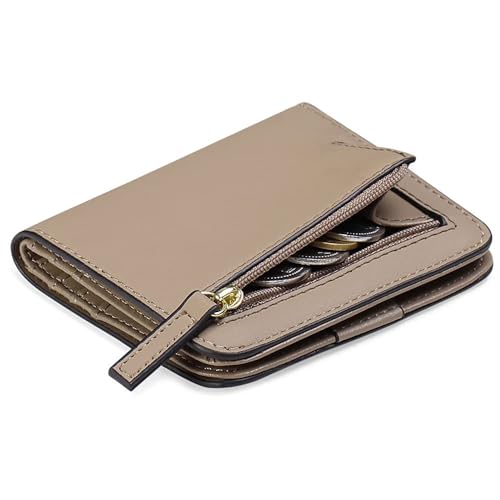 Small Wallets Woman Bifold RFID Credit Card Wallets for Women with Zipper Coin Pocket & ID Windows(Camel)