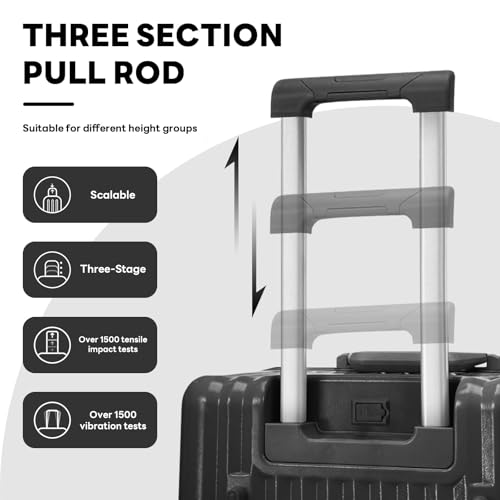 Hardside Carry On Luggage with Cup Holder & USB/Type-C Charging Port, Aluminum Frame, Zipperless Design, TSA Lock, Extra-Wide Shell – Smart Travel Suitcase Carry-On or Checked (Black, 20Inch)2