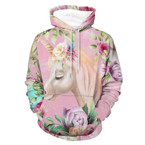 Hoodie fleurs licorne pour vos journées cocooning - Sweatshirt unisexe UMENG S