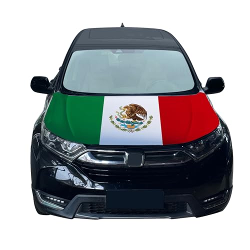 Tobethay Mexico Hood Cover Flag - 59x51 in Car Hood Cover for Decor Patriotic Car Mexico Flag Bonnet Banner with 2 Adjustable Triangular Fasteners