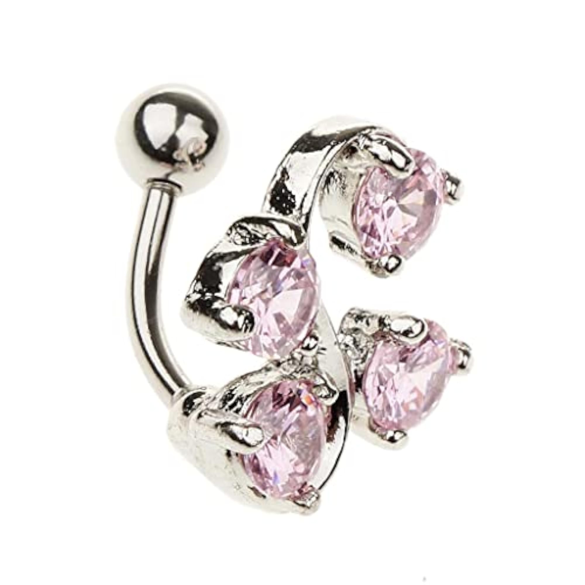 14G Zircon Crystal Belly Button Bar Navel Ring, Body Piercing