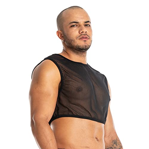 Men's Sexy Mesh Crop Tank Top for Party and Clubwear