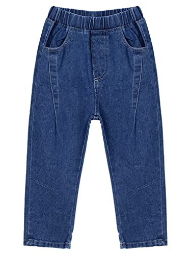 Toddler Little Boys Pull On Jeans Elastic Waist Denim Pants with Pockets Bottoms Outfits3