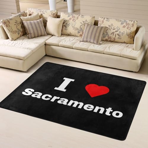 I Love Sacramento Area Rug 63x48in Rugs for Living Room