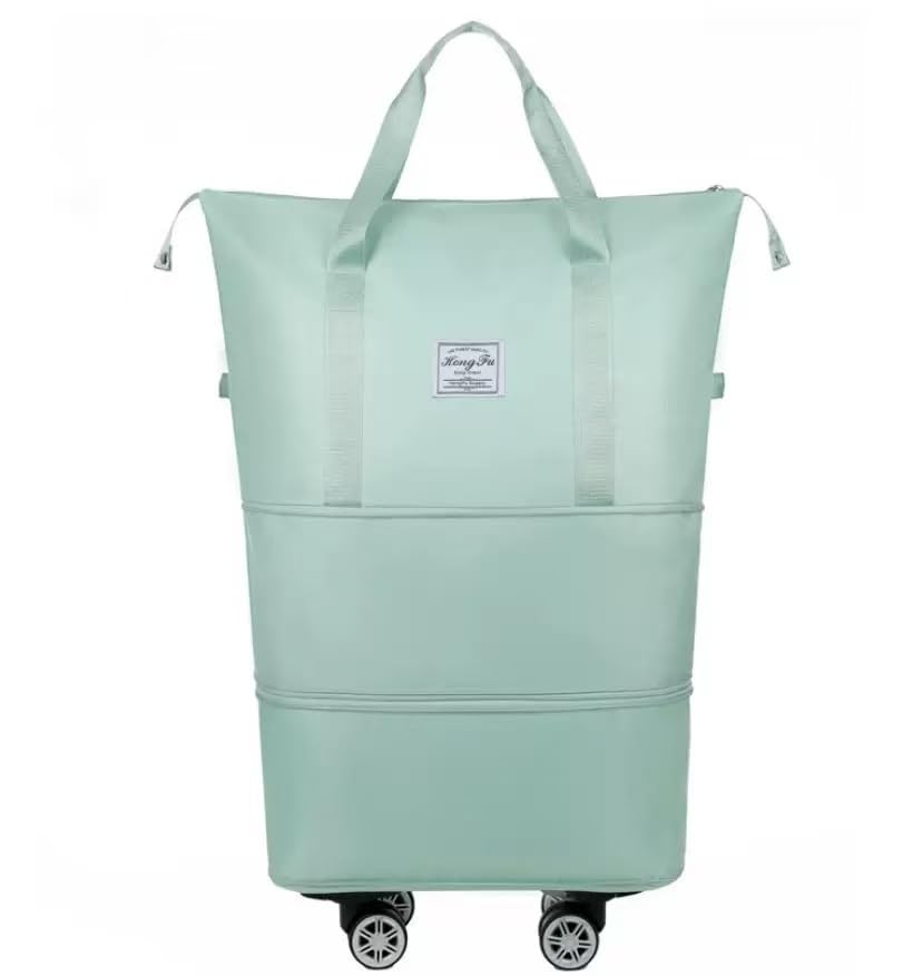 Klarson Folding Suitcase Expandable Travel Bag with Wheels Blue Expandable Suitcase Without Handle for Travel Compact and Convenient Design Perfect for Family Trips or Weekend Getaways(Green 1 Pic)2