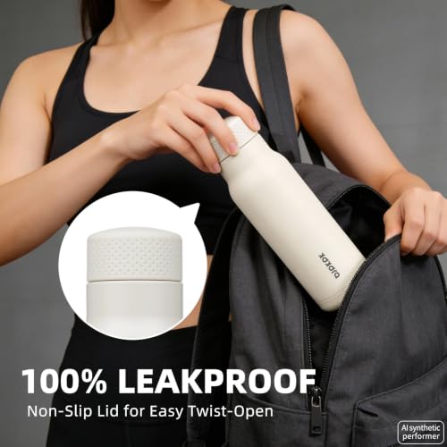 Image of BJPKPK Stainless Steel Water Bottle,21oz insulated Reusable Bottle,Leakproof Metal Thermal Flask Double Wall,Keep Drinks Cold and Hot,White