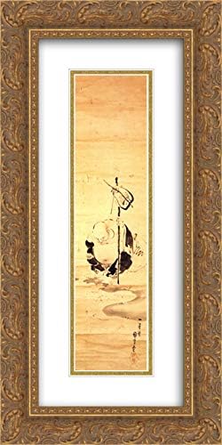 Hotei, One Of The Seven Gods Of Good Fortune 12x24 Gold Ornate Frame and Double Matted Museum Art Print by Utagawa Kuniyoshi