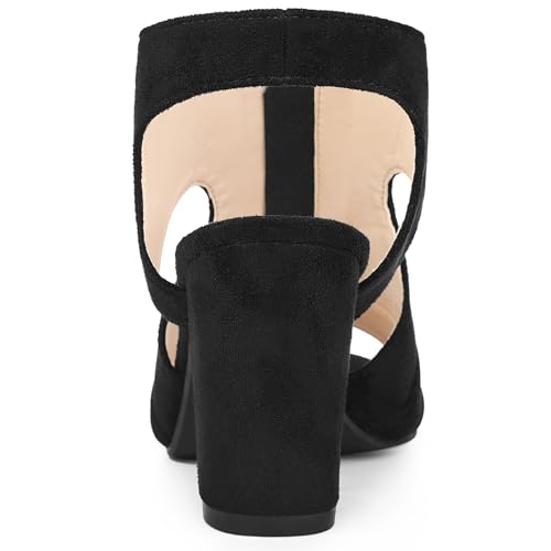 Allegra K Allegra K Women's Front Zip Cut Out Chunky Heels Black Slingback Gladiator Heel Sandals - 6.5 M US