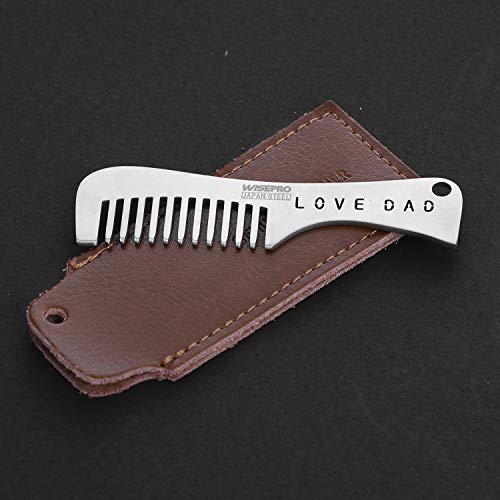 Wisepro Beard Mustache Comb Fine Toothed Beard Comb Keychain Comb，Suitable For Beard Care Facial Hair Grooming(White Beard Lettering) #TOP5