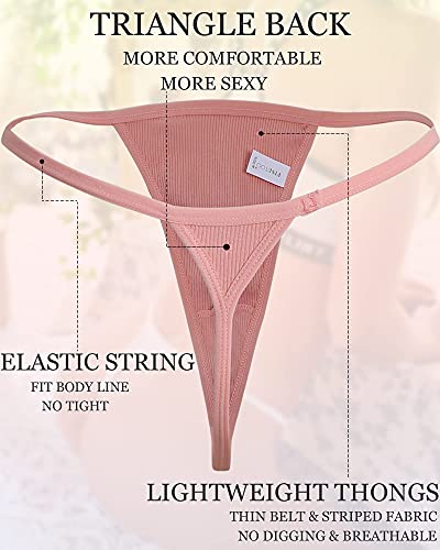 FINETOO 10 Pack G-String Thongs for Women Cotton Panties Stretch T-back Tangas Low Rise Hipster Underwear Sexy S-XL2