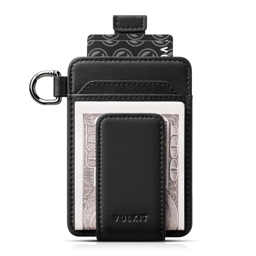 VULKIT Money Clip Wallet with Key Ring Slim Minimalist Design Magnetic Cash Clip Credit Card Wallet for Mens Womens