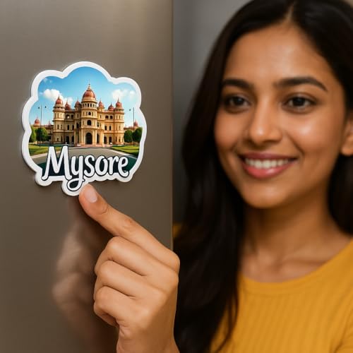 Image of Naxon Mysore City Theme Souvenir Wooden Fridge Magnet for Refrigerator - Printed Fridge Magnet for Kitchen & Home Decor | Perfect Souvenir Gift | Size 3x3 in | Pack of 1