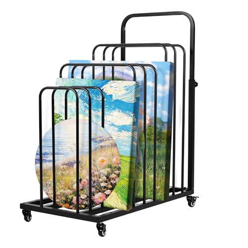 lukar Art Canvas Storage Rack Art Storage Organizer Art Drying Rack with Wheels and Handle Adjustable Easels Canvas Storage Canva Holder for Classroom Art Studios Artworks Gallery