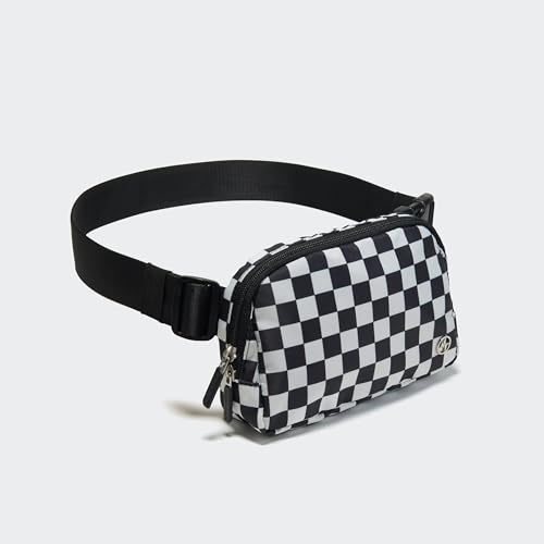 Image of Pander Two Way Zipper Fanny Pack Nylon Everywhere Belt Bag for Women, Water Repellent Waist Packs, Crossbody Bags with Adjustable Strap (Checkered Black)