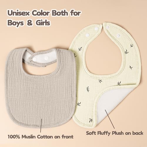 Image of Susurration Muslin Baby Drool Bibs 6Pack Soft Square Adjustable Baby Bandana Bibs for Unisex Girls & Boys