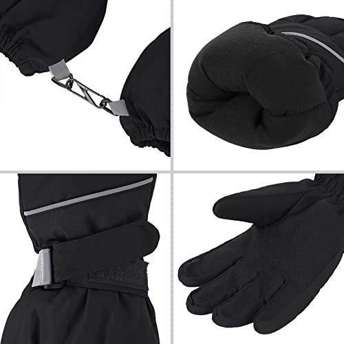 Kids Waterproof Winter Gloves Warm Snow Gloves Boys Girls Ski Gloves Toddler Mittens Windproof Black M #TOP3