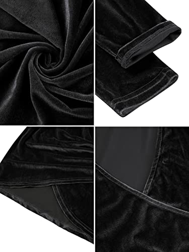 Vestidos femininos de veludo franzidos para coquetel (decote em V, bainha cruzada, vestido colado ao