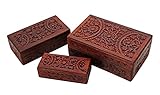 Store Indya Set of 3 Exclusive Wooden Keepsake Storage Boxes Multipurpose Jewelry Storage Organizer