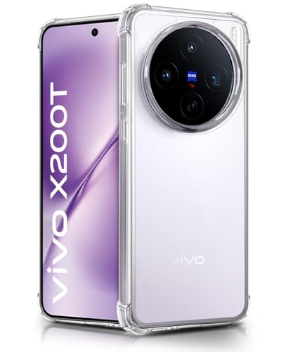Image of WOW IMAGINE Ultra-Hybrid Crystal Clear Back Case for Vivo X200T 5G | Shockproof Design | Camera Protection Bump | Hard Mobile Back Cover with Cushioned Edges - Transparent