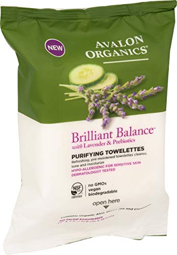 Avalon Organics Brilliant Balance Purifying Towelettes, 30 Count